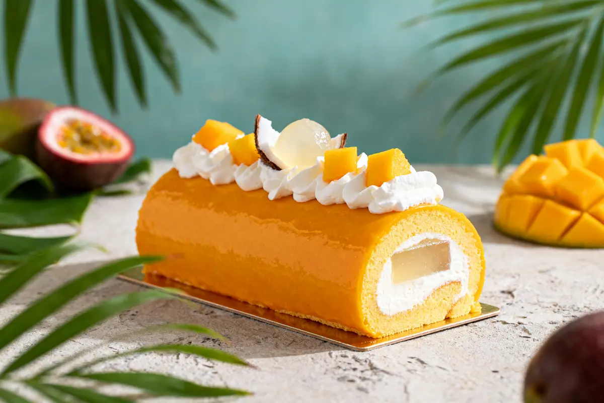 Bûche à la passion mangue coco : recette légère et exotique