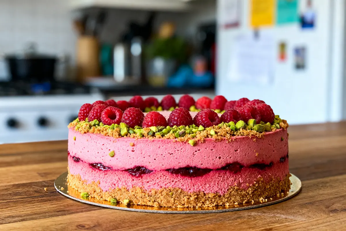 Entremet framboise-pistache croustillant : Recette facile et rapide